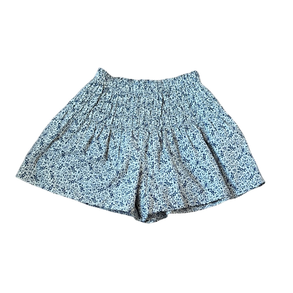 Madewell Blue Floral Smocked High Waist Shorts SIZE XS NWT